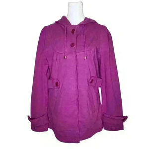 Motto women's purple button up cotton jacket with hood size XS